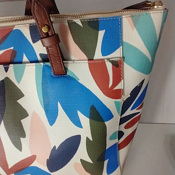 Fossil Women's Multi Color Leather Hobo Floral Purse Handbag. Small Scratch - Picture 6 of 15